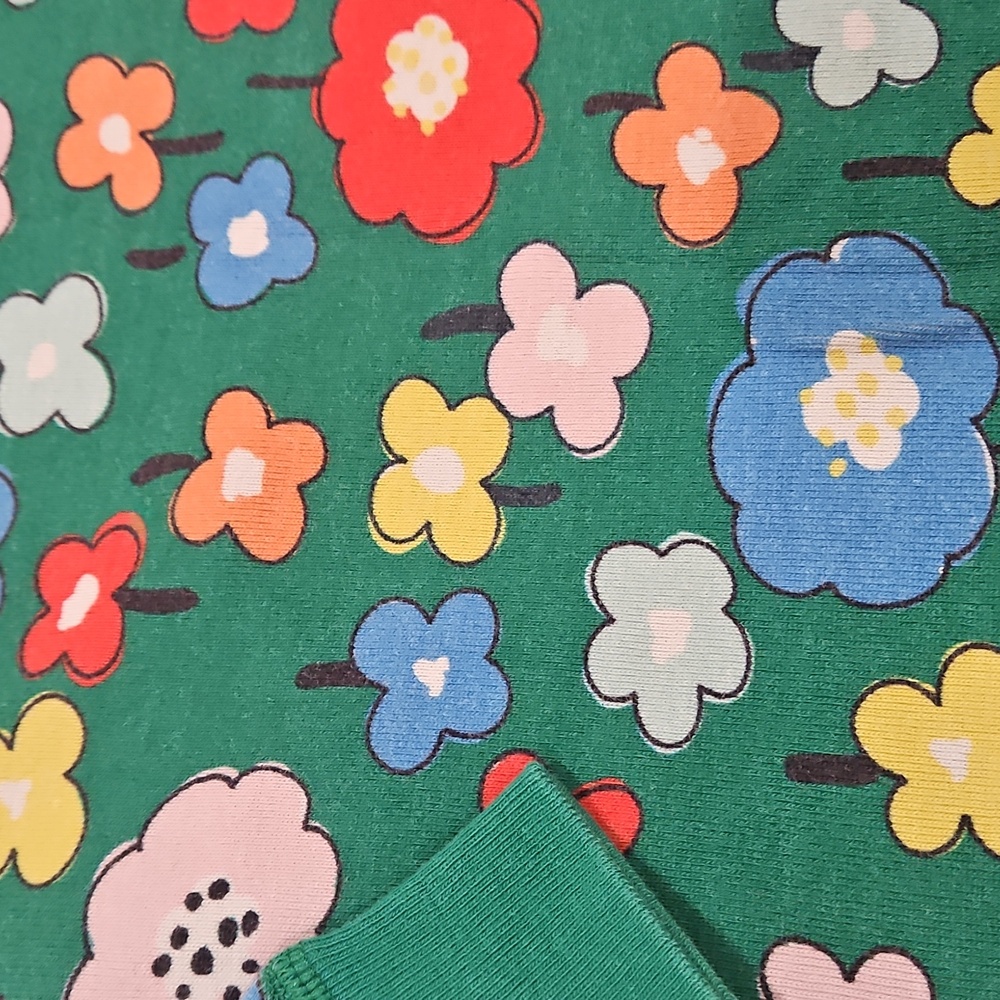 EUC - 4T Girls Green Floral Hanna Andersson Pajamas - Picture 3 of 4
